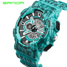 SANDA 799 2 Fashion Colorful Men Women Sport Outdoor Digital Analog Alarm 30M Waterproof Military Watches